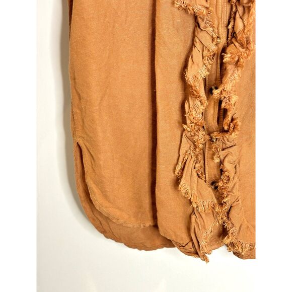 Pilcro Anthropologie Ruffles Linen Blend Shirt Size XS - Small - n76 - Picture 14 of 16